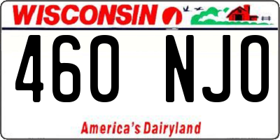 WI license plate 460NJO