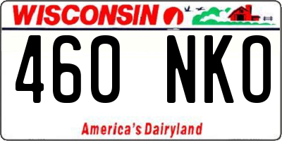 WI license plate 460NKO