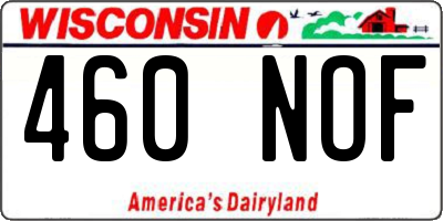 WI license plate 460NOF