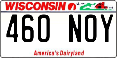 WI license plate 460NOY