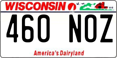 WI license plate 460NOZ
