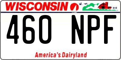 WI license plate 460NPF