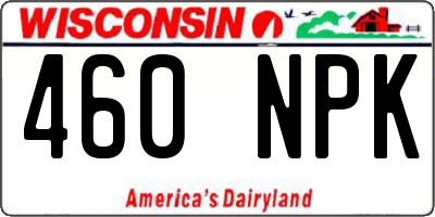 WI license plate 460NPK