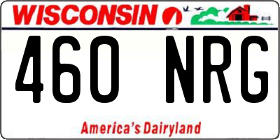 WI license plate 460NRG