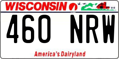 WI license plate 460NRW
