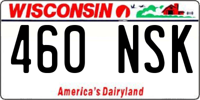 WI license plate 460NSK