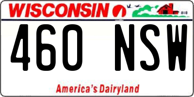 WI license plate 460NSW