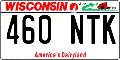 WI license plate 460NTK