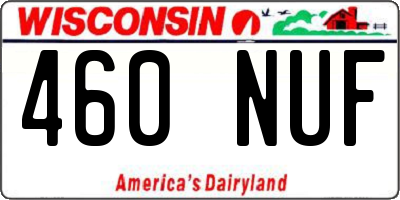 WI license plate 460NUF