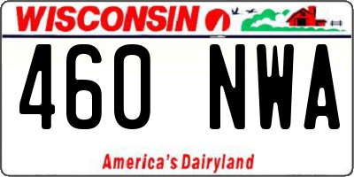 WI license plate 460NWA