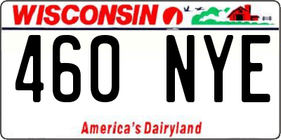 WI license plate 460NYE