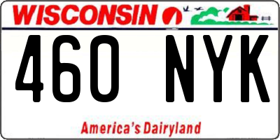 WI license plate 460NYK
