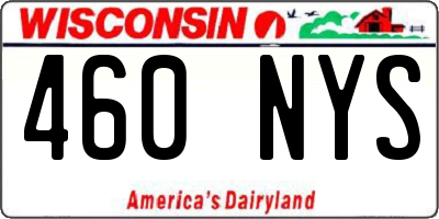 WI license plate 460NYS