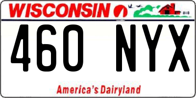 WI license plate 460NYX