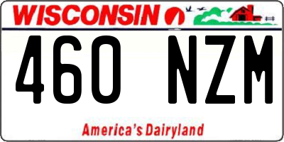 WI license plate 460NZM
