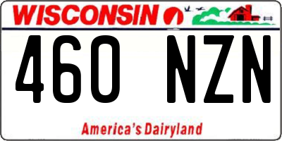 WI license plate 460NZN