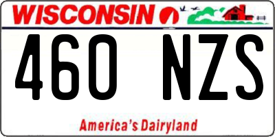 WI license plate 460NZS