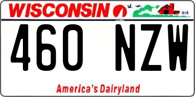WI license plate 460NZW