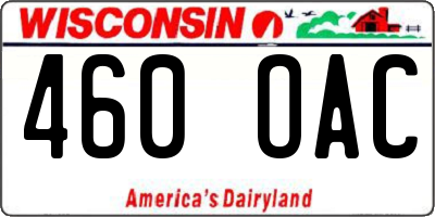 WI license plate 460OAC