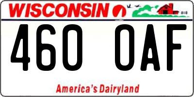 WI license plate 460OAF