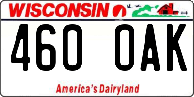WI license plate 460OAK
