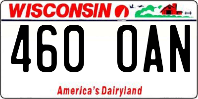 WI license plate 460OAN