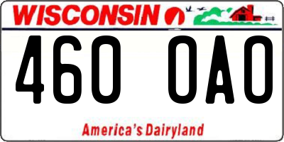 WI license plate 460OAO