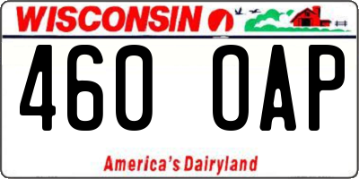 WI license plate 460OAP