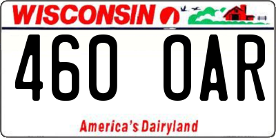 WI license plate 460OAR