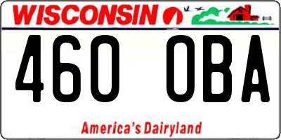 WI license plate 460OBA