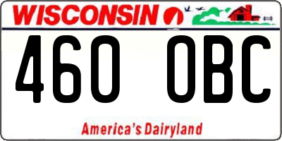 WI license plate 460OBC