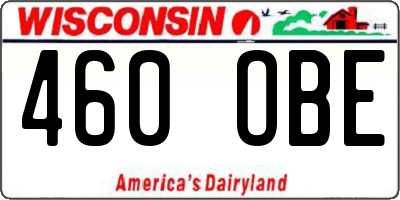 WI license plate 460OBE