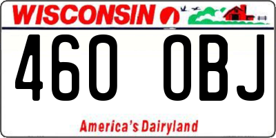 WI license plate 460OBJ