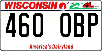 WI license plate 460OBP