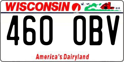 WI license plate 460OBV