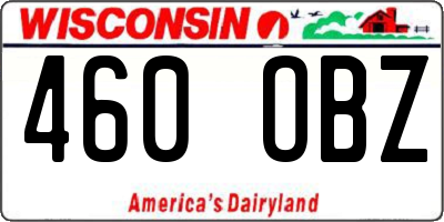 WI license plate 460OBZ
