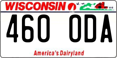 WI license plate 460ODA