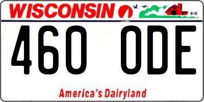 WI license plate 460ODE