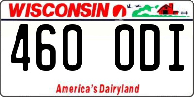 WI license plate 460ODI