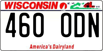 WI license plate 460ODN