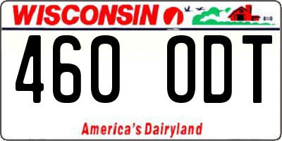 WI license plate 460ODT