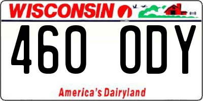 WI license plate 460ODY