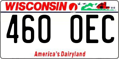 WI license plate 460OEC