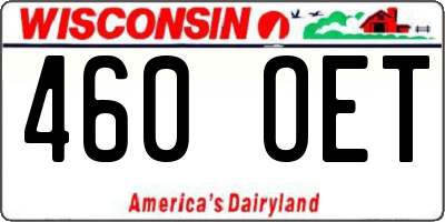 WI license plate 460OET