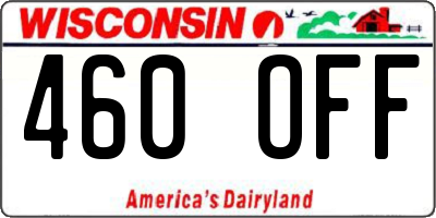 WI license plate 460OFF