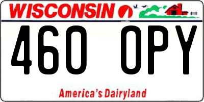 WI license plate 460OPY
