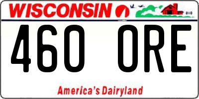 WI license plate 460ORE
