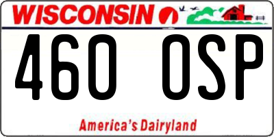 WI license plate 460OSP