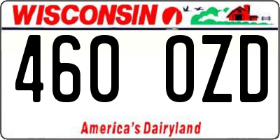 WI license plate 460OZD