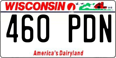 WI license plate 460PDN